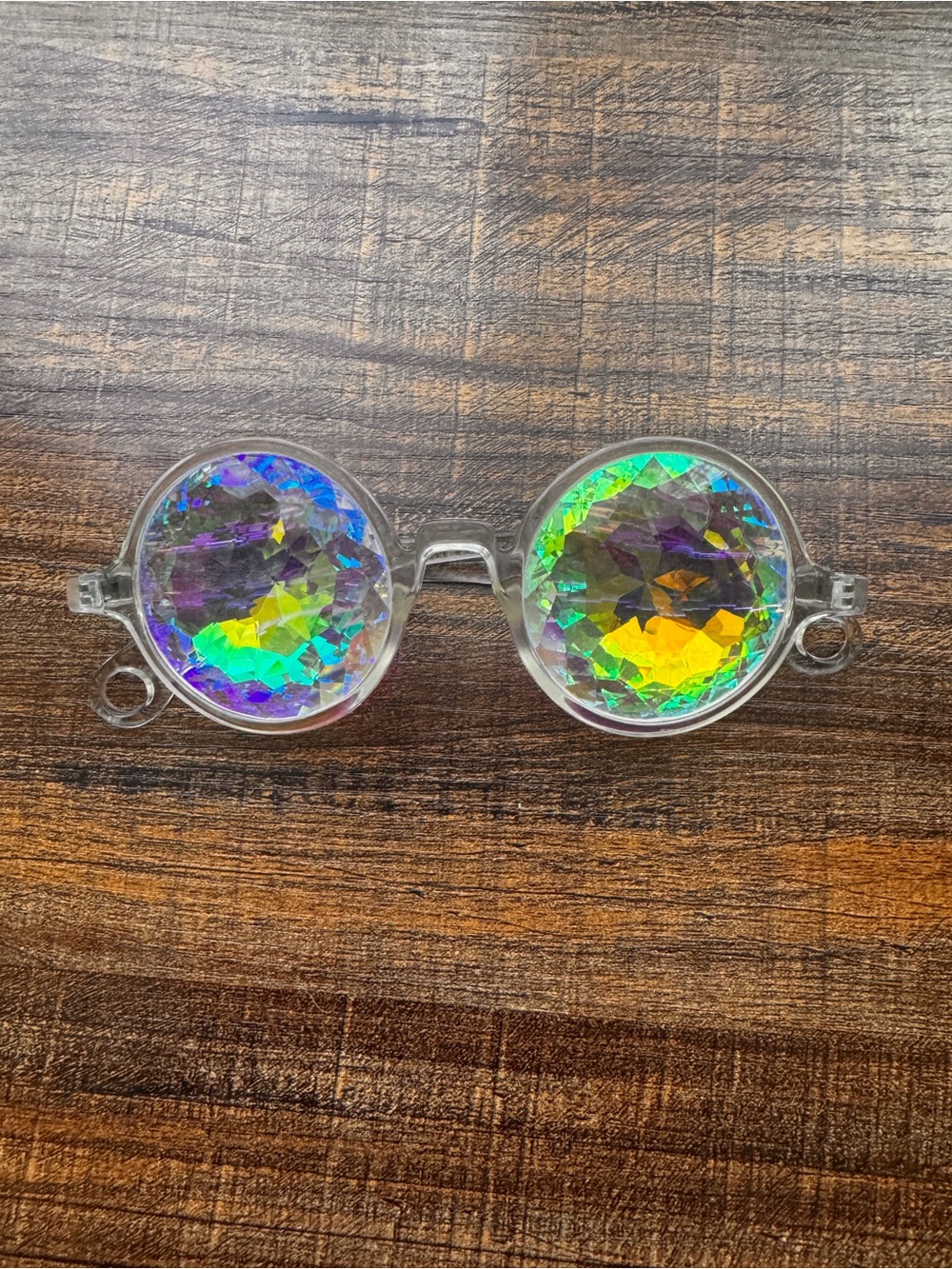 Used BECCA Clear Rainbow Kaleidoscope Festival Rave Glasses